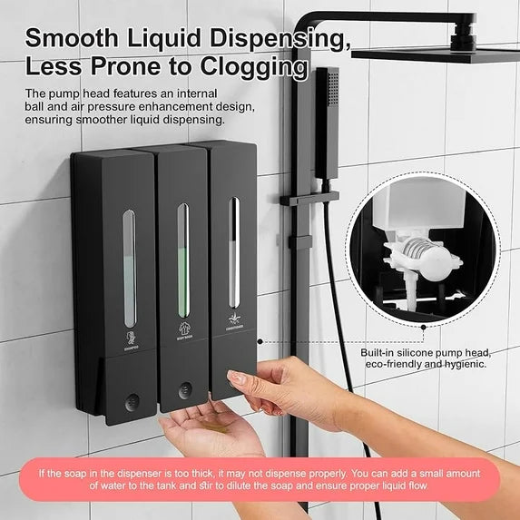 Wall-Mounted 3-Chamber Shower Soap Dispenser