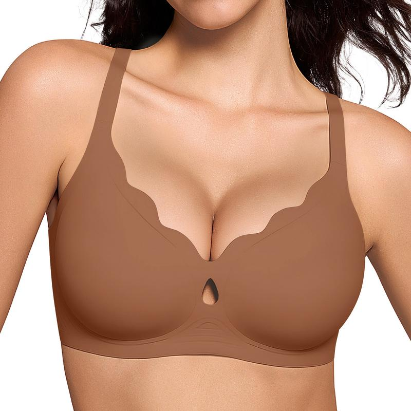 Women Water Drop Hollow Scalloped Flowers V Neck Bras
