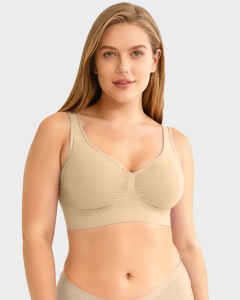 Wide Shoulder Strap Wireless T-Shirt Bra