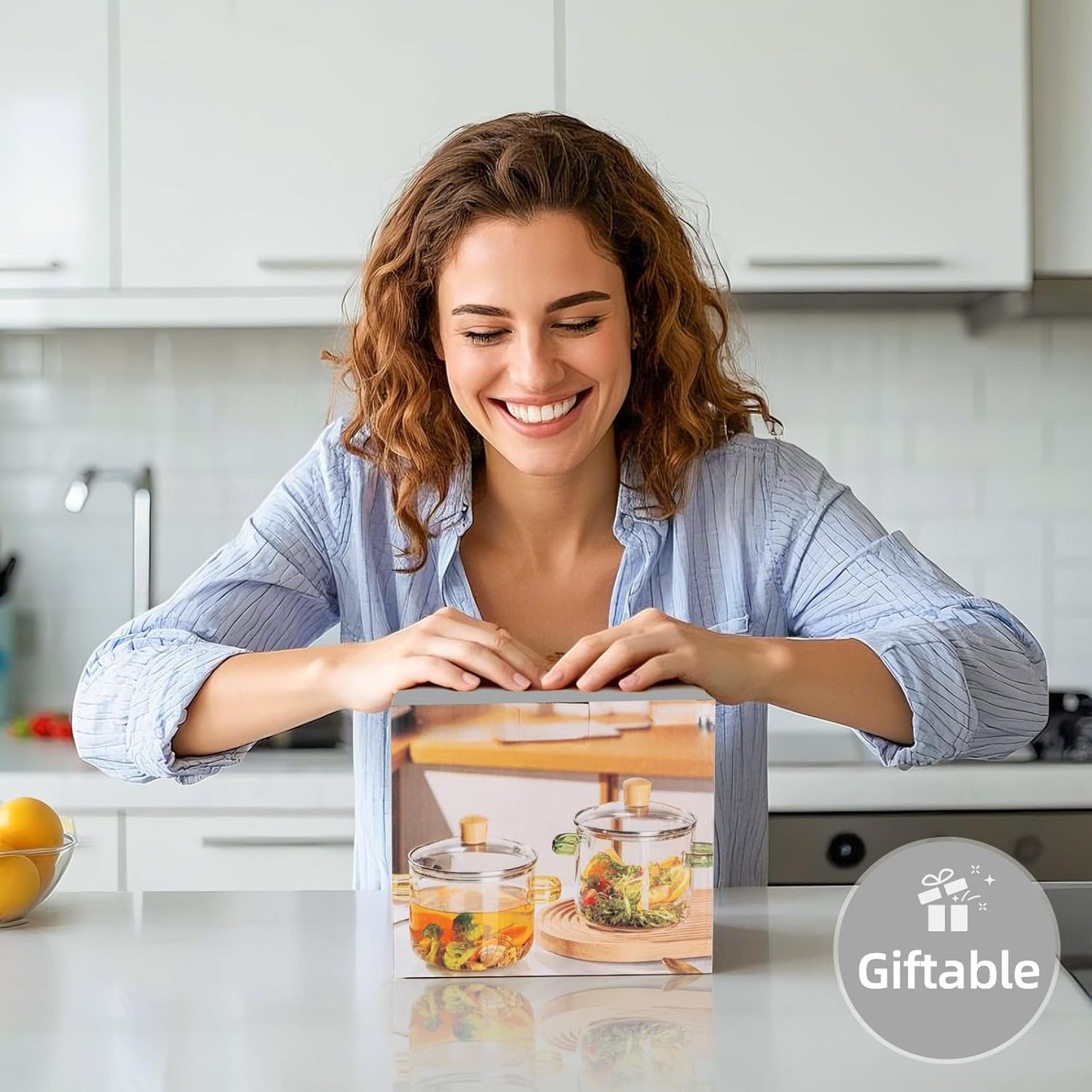 Clear Glass Simmer Pot with Lid