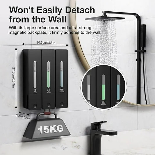 Wall-Mounted 3-Chamber Shower Soap Dispenser