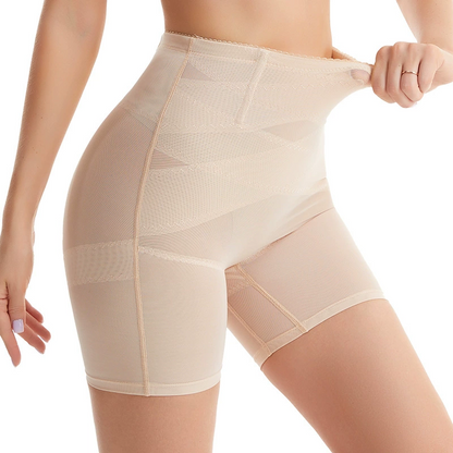 High Waist Criss-Cross Mesh Breathable Shaping Shorts