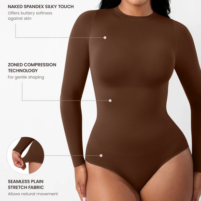 Seamless long-sleeve bodysuit for outerwear
