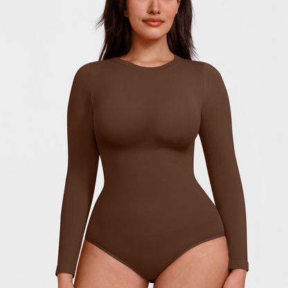 Seamless long-sleeve bodysuit for outerwear