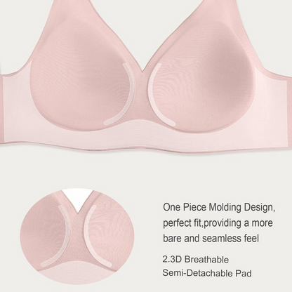 Seamless Full Coverage Wireless Push-Up Bra with Wide Straps