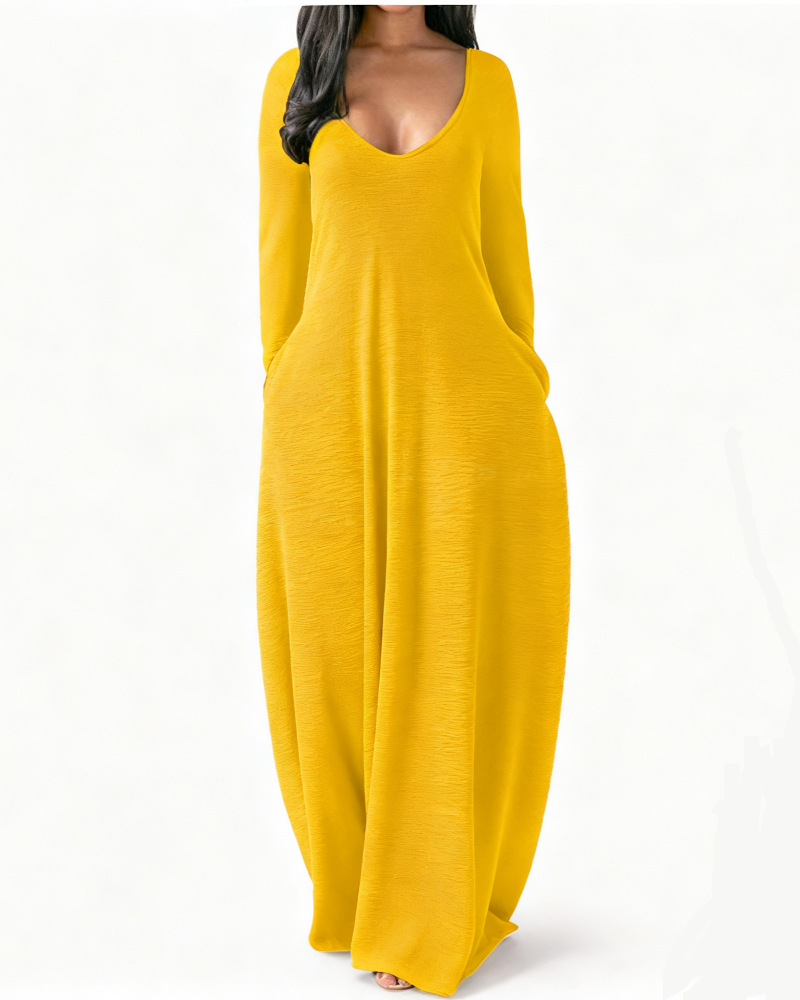 Solid Color Pocket Lounge Dress