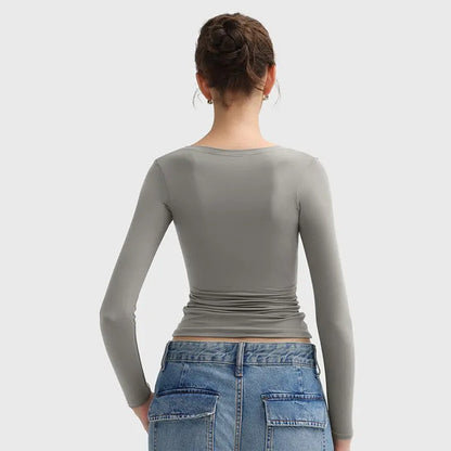 Women's Basic Double Layering Tight Slim Fit T Shirts