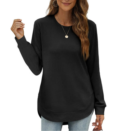 Women's Sweatshirt Crewneck Curved Hem