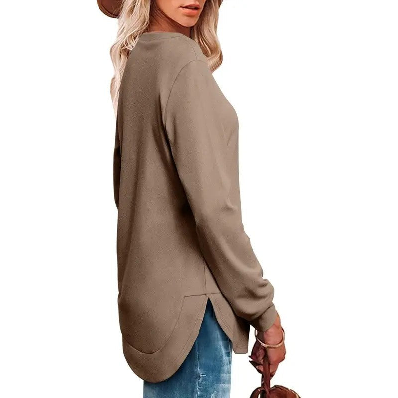 Women's Sweatshirt Crewneck Curved Hem