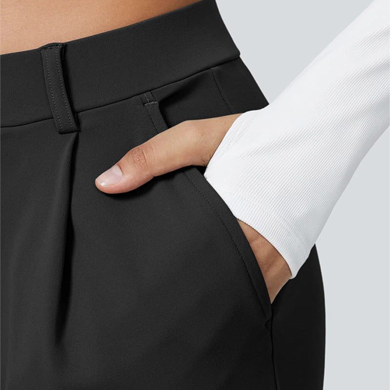 High-Waist Straight-Leg Work Pants Set