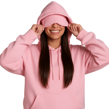 Airplane Model Travel Hoodie Eye Mask Built in Long Sleeve Oversized Sweatshirt