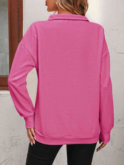 Womens Zip-Up Dropped Shoulder Sweatshirt