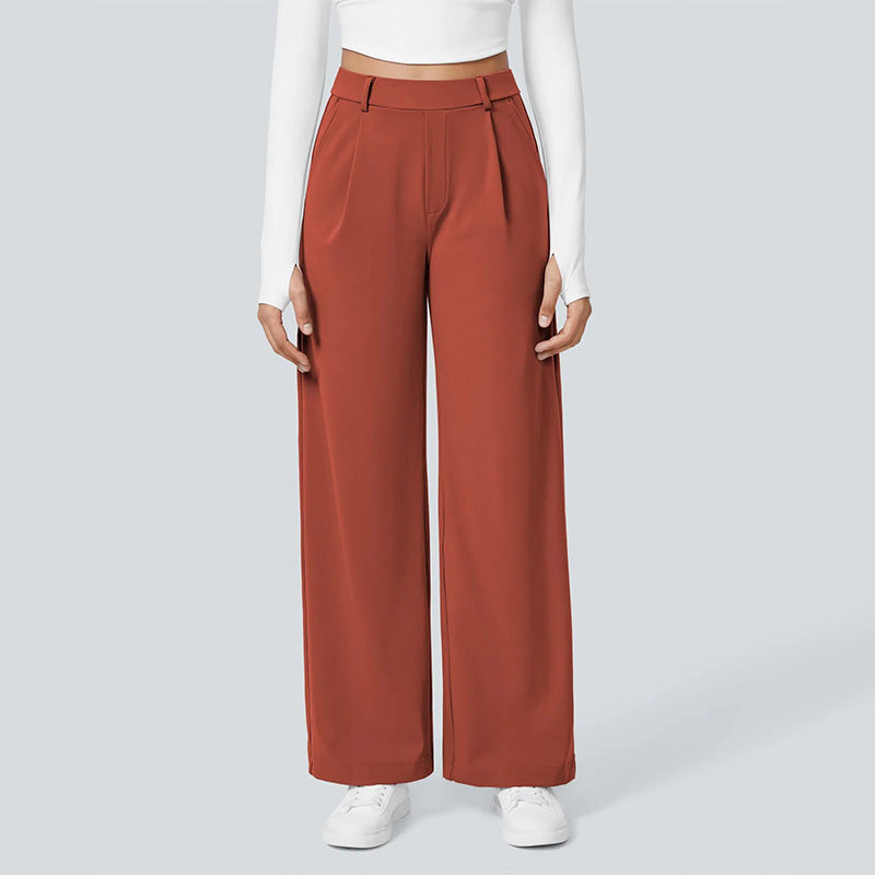 High-Waist Straight-Leg Work Pants Set