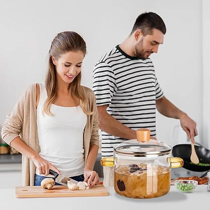 Clear Glass Simmer Pot with Lid for Cooking Potpourri Cookware 1.5L 50oz Saucepan Pots for Stove Top Small Soup Pan