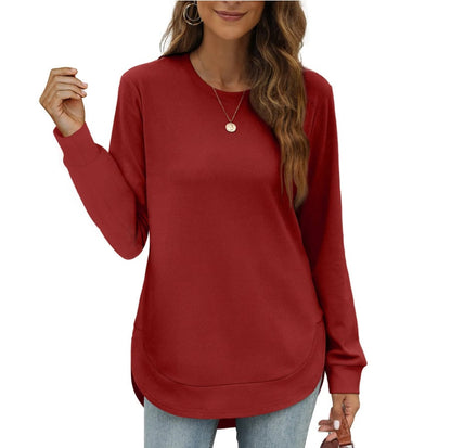 Women's Sweatshirt Crewneck Curved Hem
