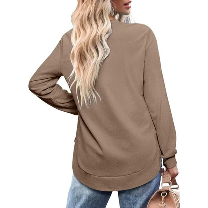 Women's Sweatshirt Crewneck Curved Hem