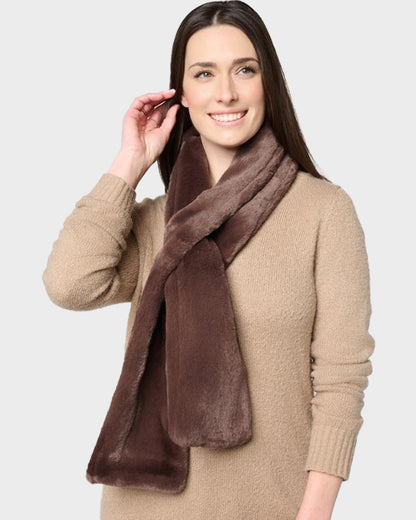 Faux Fur Pull-Through Scarf with Zipper Pocket