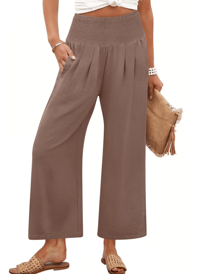 Women's Smocked Waist Wide Leg Palazzo Pants