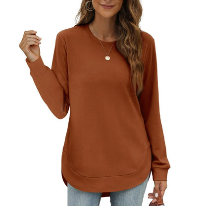 Women's Sweatshirt Crewneck Curved Hem