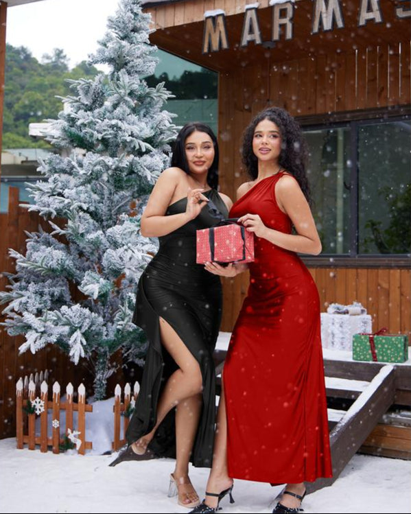 One-Shoulder Split Maxi Dress