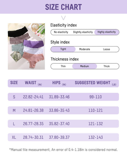 Ribbed Cotton Lace Mid-Rise Panty(9 pack）