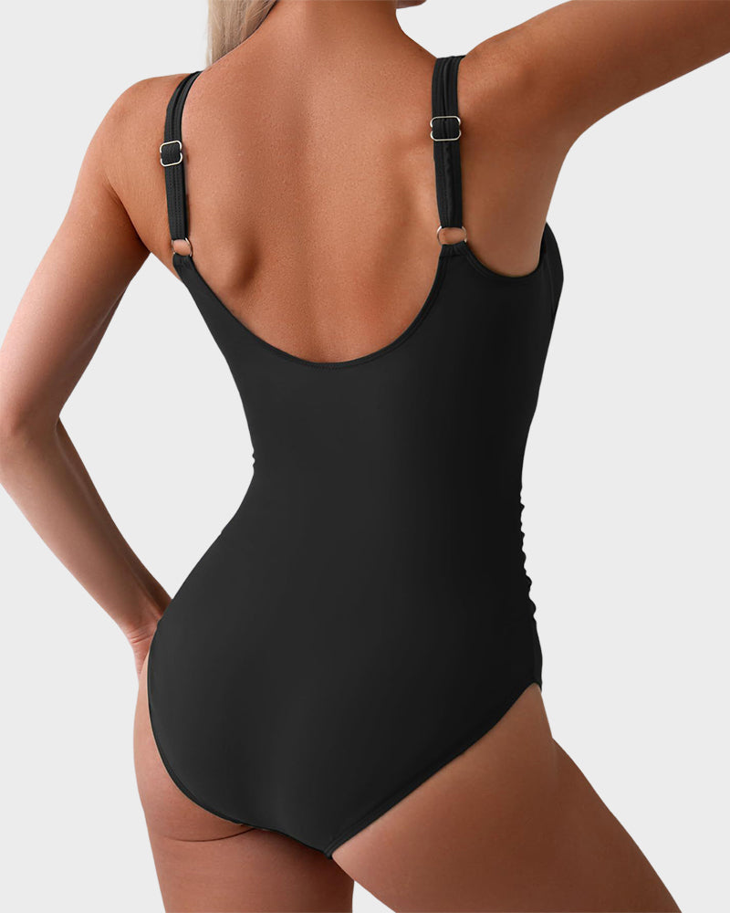 Ruched Tie-Knot Tummy Control One-Piece Swimsuit