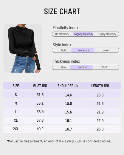 Slim Fit Ruched High-Neck T-Shirt Top