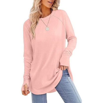 Women's Thumbhole Round Neck Long Sleeve